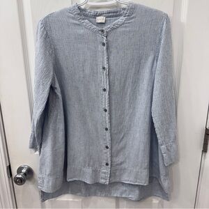 POETRY Hemp Organic Cotton Stripe Tunic Top Blue US 2- excellent condition